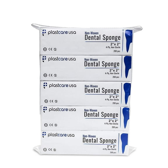 1000 2x2 Non Woven Sponges 4-Ply, Non-Sterile Dental Gauze (5 Packs)