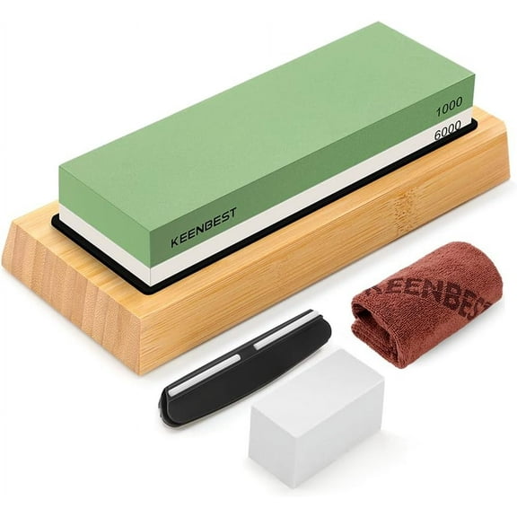 1000 6000 Grit Whetstone Kitchen Knife Sharpening Stones 2 Side Water Wet Stone Sharpener Kit Japanese Wetstone Anti-Slip Base Angle Guide User Guidebook