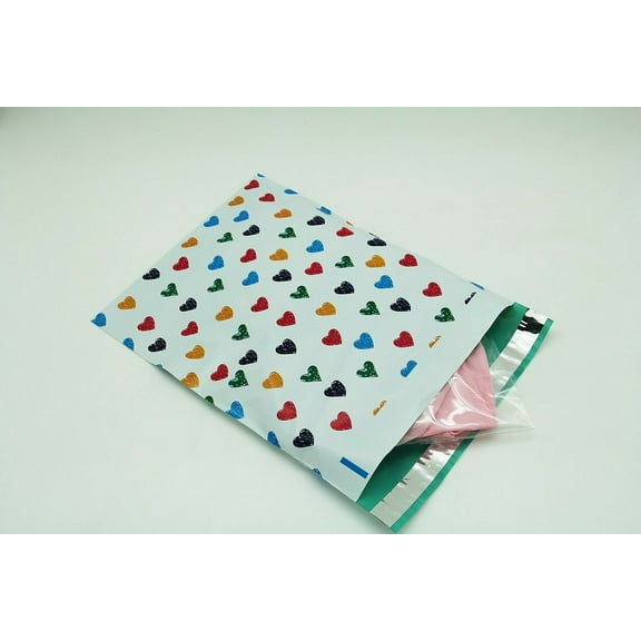 1000 6x9 Colorful Hearts Designer Poly Mailers Envelopes Boutique Custom Bags