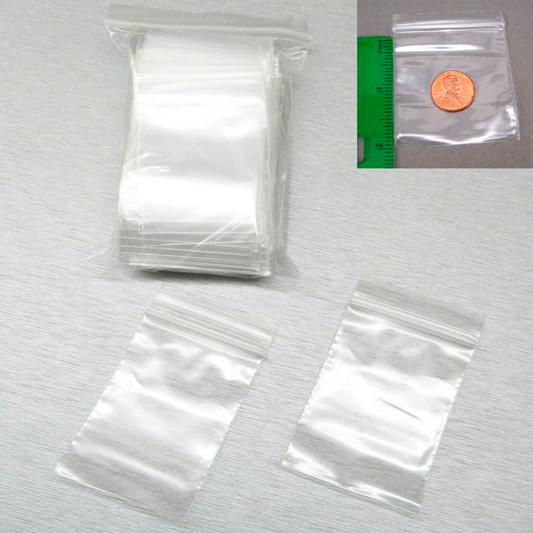Mini Poly Bags (1.5x1.5) Small Plastic Baggies Thick 2mil (1515) Tiny  Resealable Dime Bag (100, Clear)