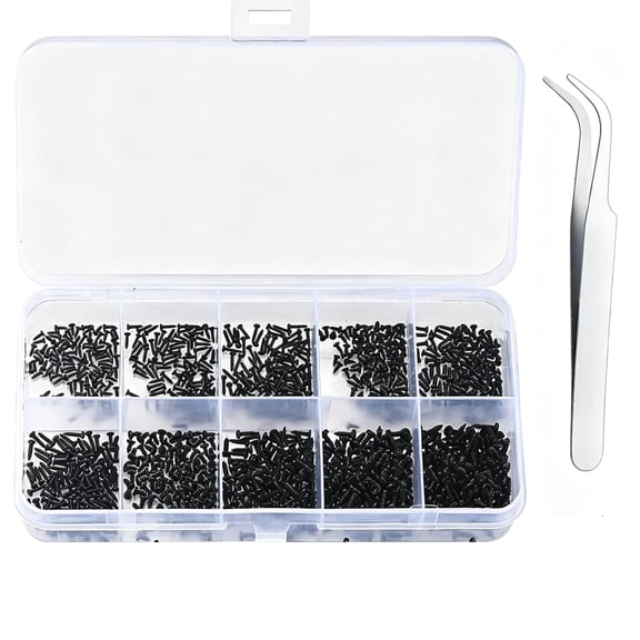 1000 Black Phillips Pan Head Self-Tapping Screws Set M1-M1.7 for Watches and Computers