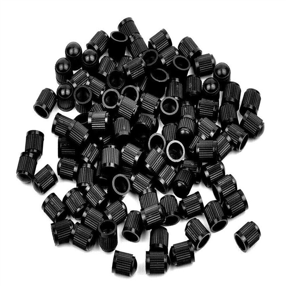 (1000) Black Plastic Tire Caps Air Valve Stem Dust Cover Car Bike