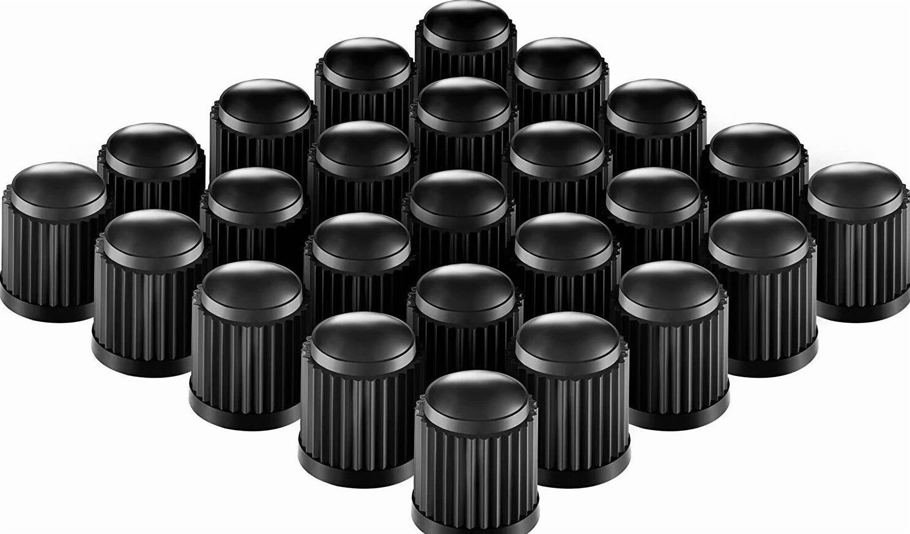 (1000) Black Plastic Tire Caps Air Valve Stem Dust Cover - Car Bike Truck Wheel