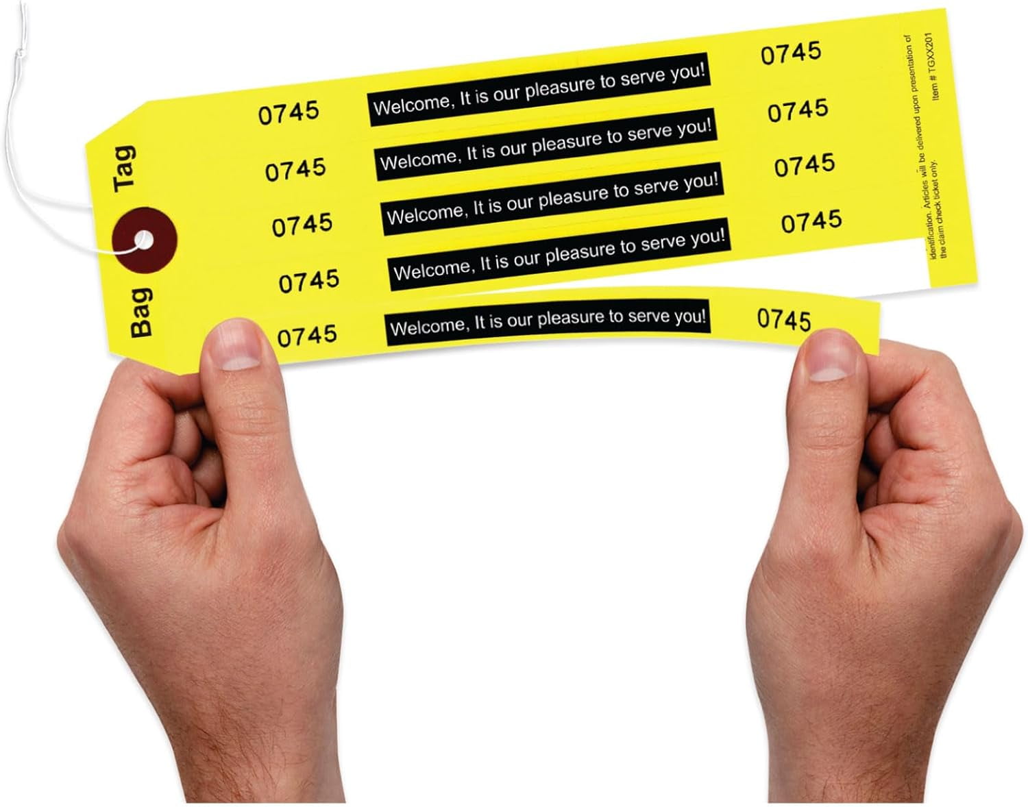1000 Bright Yellow Hotel Baggage Claim Check Tags with 5 Matching ...