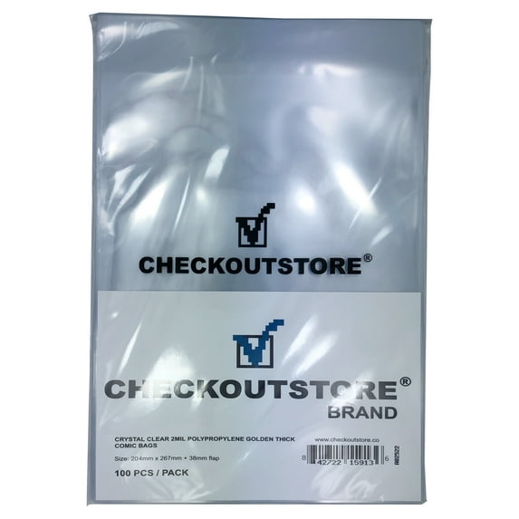 (1000) CheckOutStore Crystal Clear Golden Age Comic Book Bags (Non-sealable Flap / Thick)