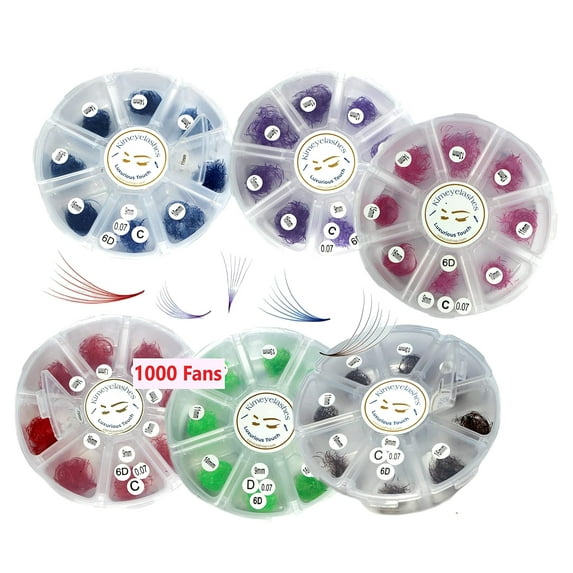 1000 Color Premade volume fans Mixed lengths 9-16mm loose Fans C, D Curl. Handmade eyelash extensions supplies Russian volume lash promade fan