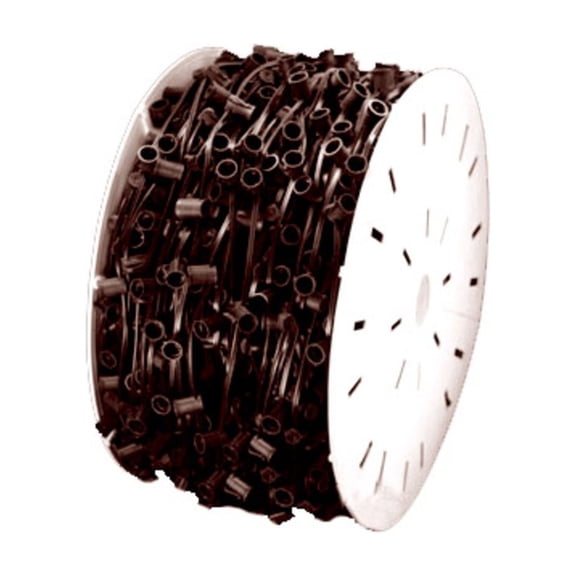 1000' Commercial C7 Christmas Light Socket Set Spool - 12" Spacing Brown Wire