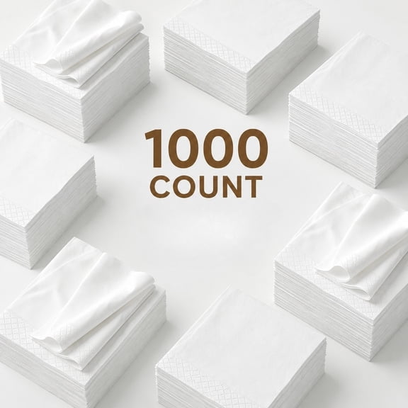 1000 Count 2-Ply White Disposable Cocktail Napkins, 4.5 x 4.5 Inch Bulk Absorbent Beverage Paper Napkins for Bar, Cafe, Wedding, Party and Daily Table Use
