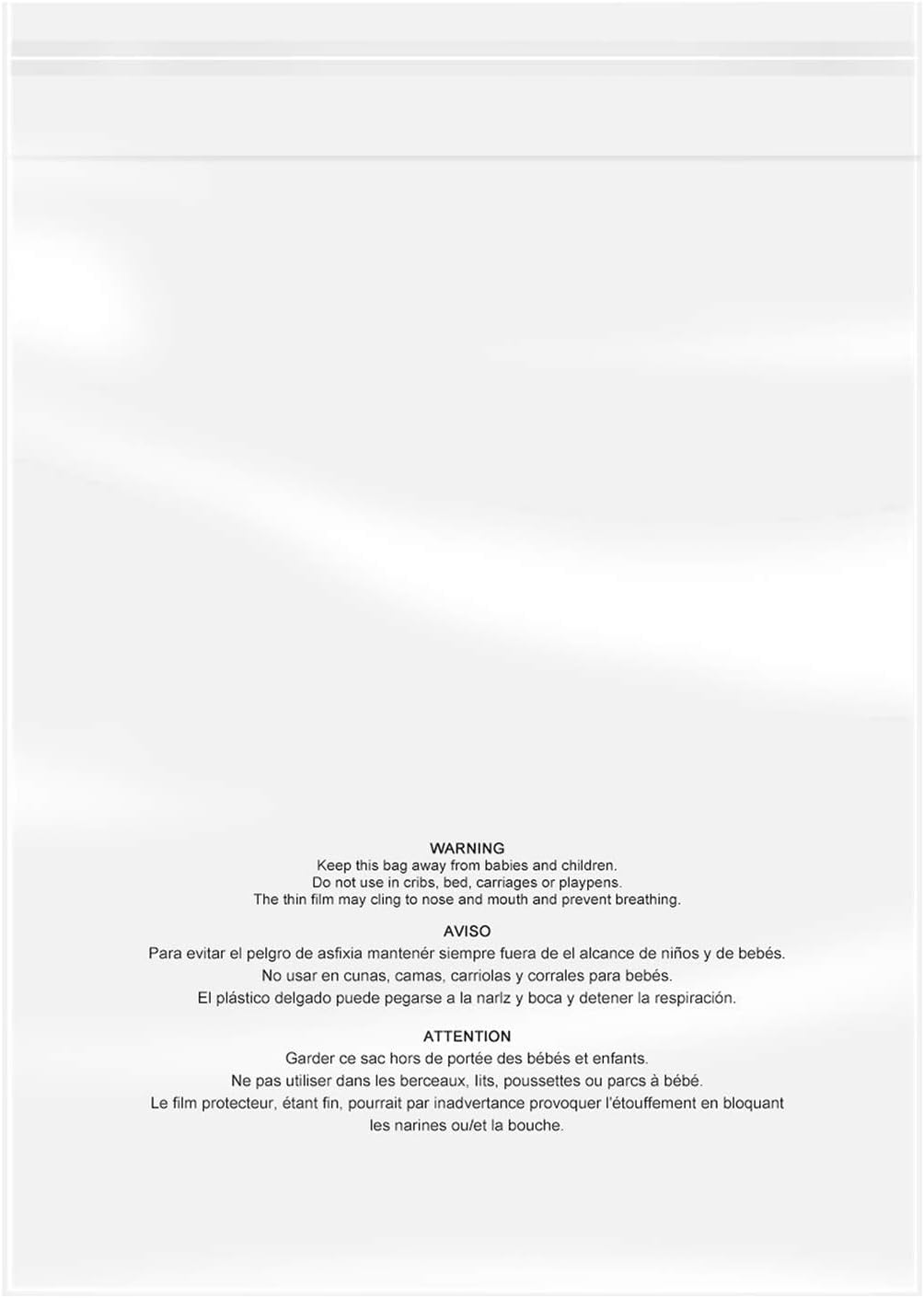 1000 Count 9 x 12 Clear Plastic Poly Bags with Suffocation Warning