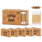 1000 Count Bamboo Cotton Swabs, Round Double-headed Cotton Buds Wooden Sticks for Makeup，Ear Cleaning