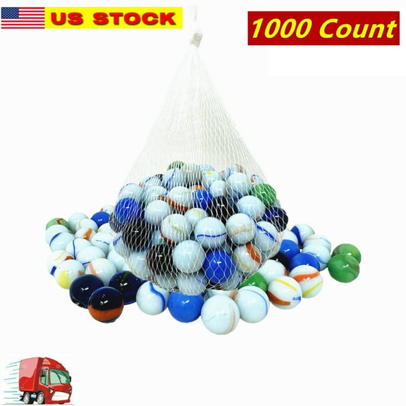 1000 Count Bulk Beautiful Premium Player Glass Marble, 5/8" in Bulk, Shooters Sling Shot Ammo (10 Bags)
