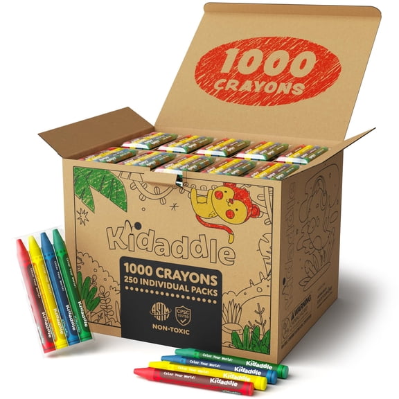 1000 Count Bulk Crayons, 4 Color, 250 Packs, Regular Size Non-Toxic Color Crayon Packs, for School, Teachers & Classroom Supplies, Restaurant, Stocking Stuffer, Coloring Crayon Party Favor For Kids