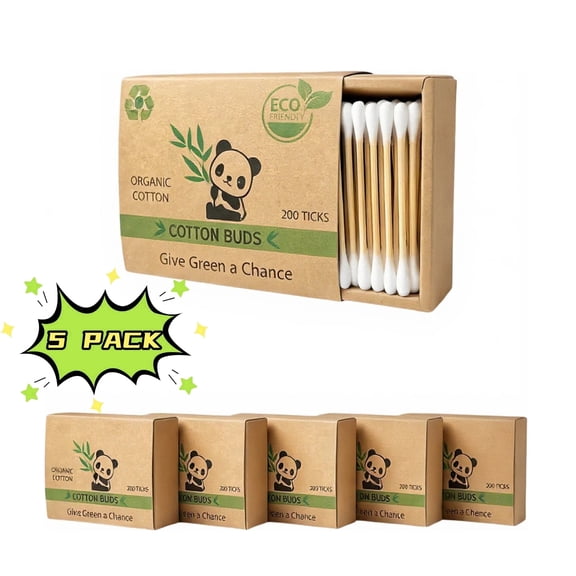 GUFICLE 1000 Count Eco-friendly Bamboo Cotton Swabs, Plastic-Free Cotton Buds for Makeup, Ears, Baby Care & Precise Cleaning