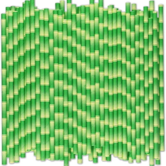 [1000 Count] Green Bamboo Paper Straws for Drinking, 7.75" x 0.24", 100% Biodegradable