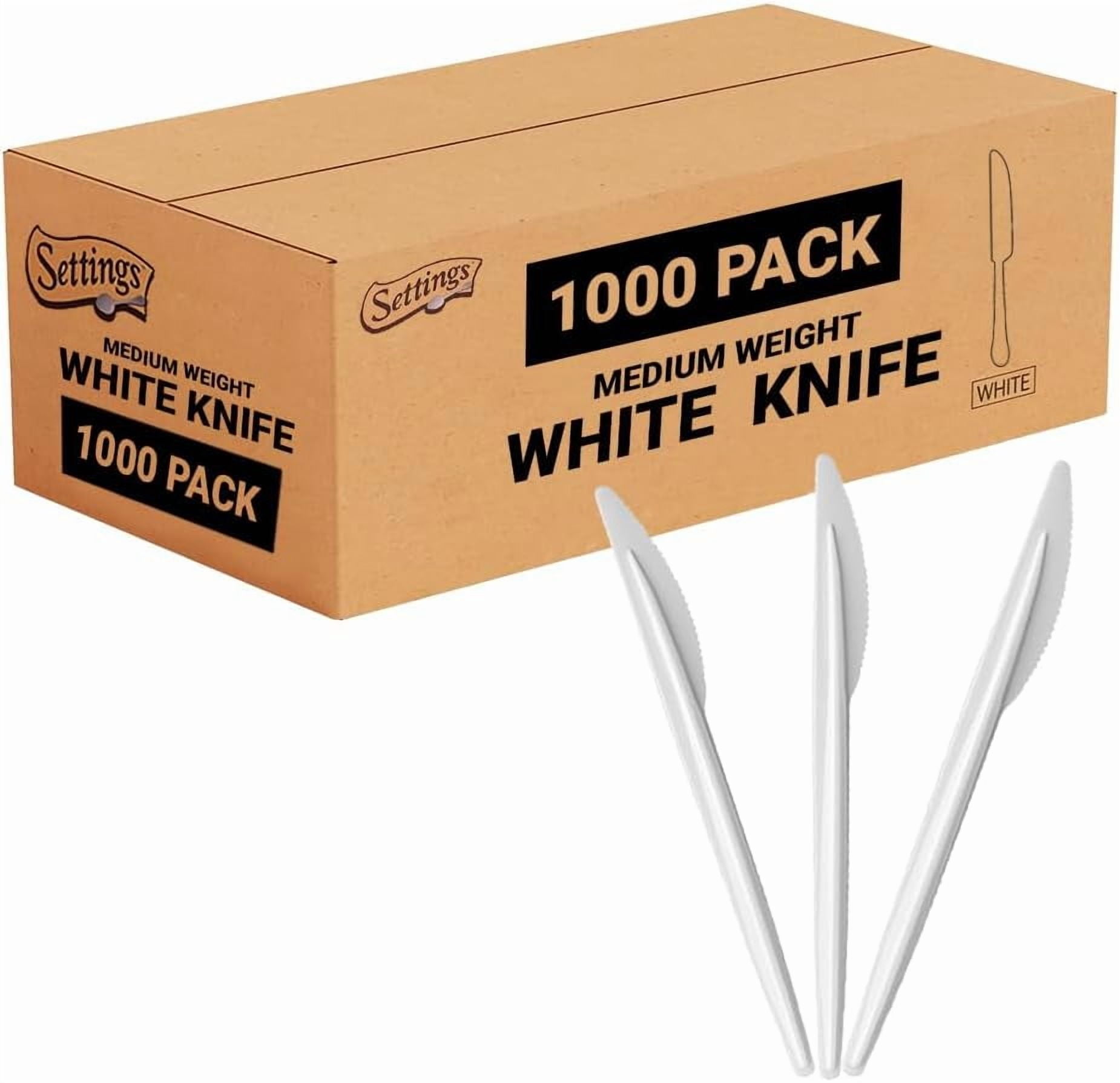 1000 Count Mum Weight White Plastic Knives Bulk Plastic Silverware For ...