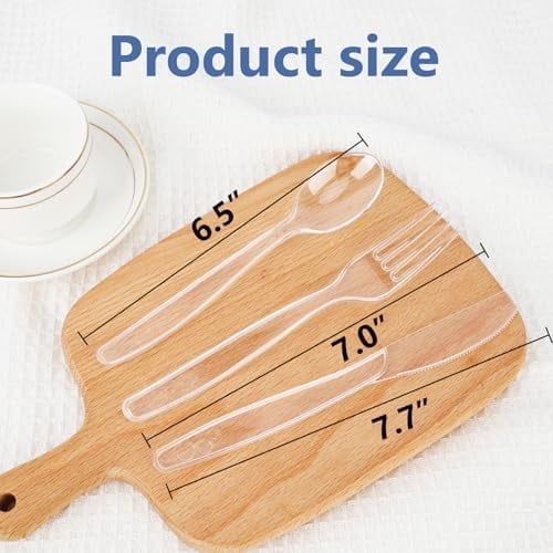 1000 Count Plastic Silverware Heavy Duty - 400 Forks, 400 Spoons, 200 Disposable Knives, BPA-Free, Disposable Plastic Cutlery Set, Plasticware Suitable for Party Everyday Use