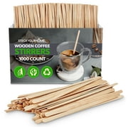 1000 Count Wooden Coffee Stir Sticks, Bulk Wood Stirrers for Coffee and Tea, Disposable Drink Stirrers for Hot Drinks, 5.5 Inch Wooden Coffee Stirrers for Home, No Plastic Stir Sticks, Stock Your Home