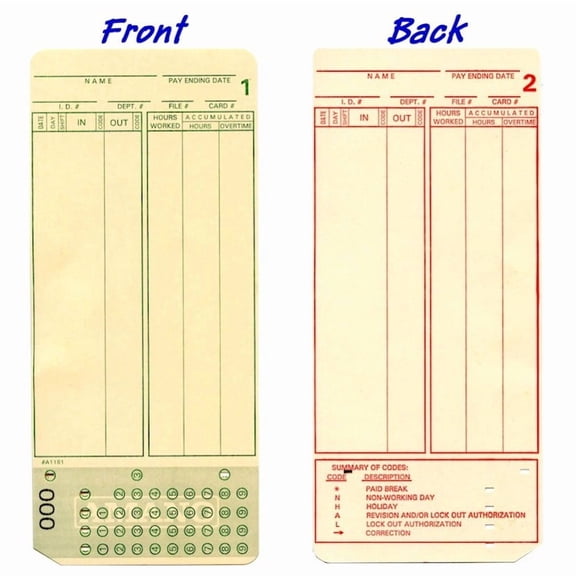 1000 Ct. Amano MJR7000, MJR8000, MJR8100 Time Clock Time Cards, numbered 000-099