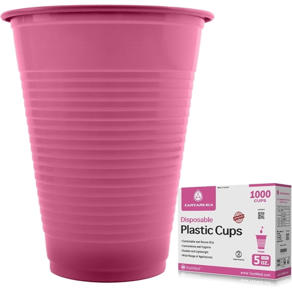 Disposable Plastic Cups, 5 oz, 1000 Pack – Pink