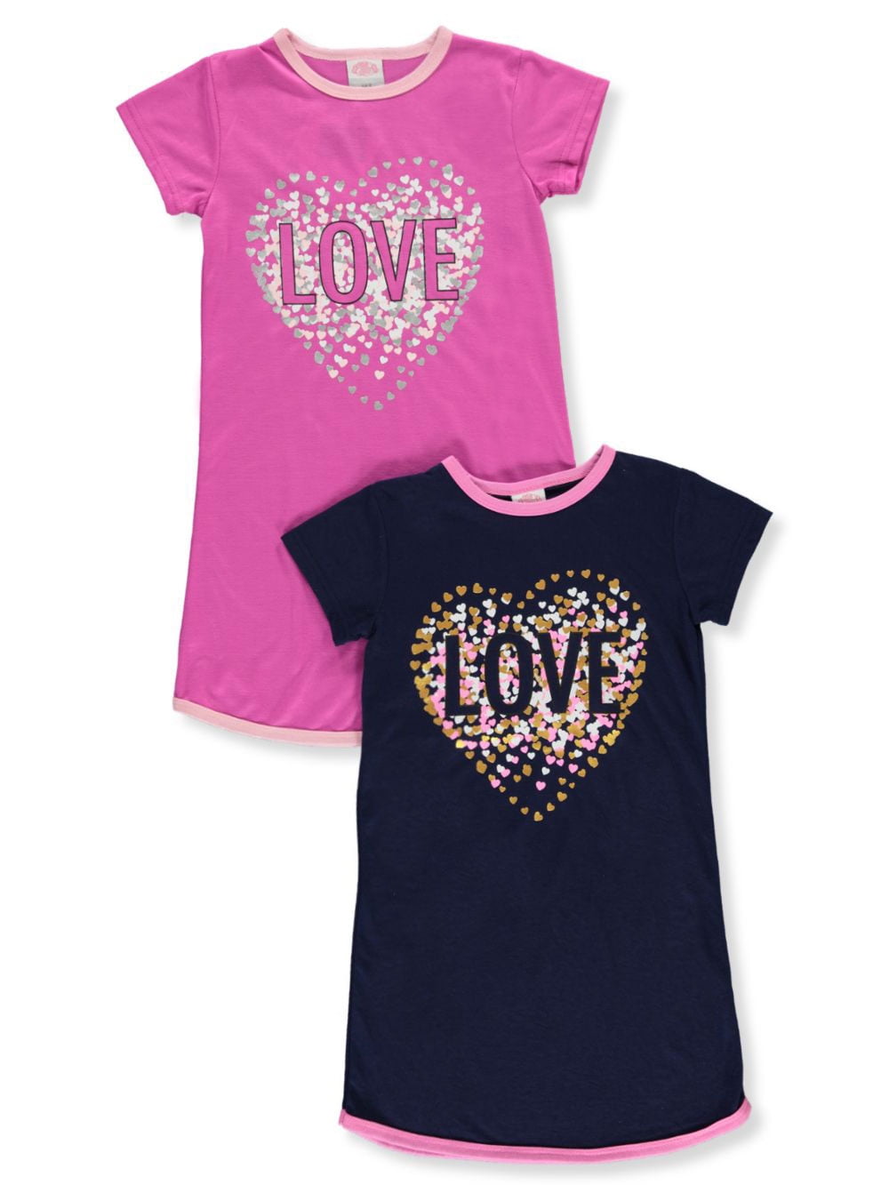1000 Cute Girls' 2Pack Love Nightgowns multi, 4t (Toddler