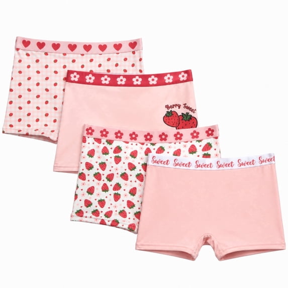 Princess Rose Girls Playshorts 4-Pack Seamless Boyshort Underwear, Full Coverage Stretch Undershorts