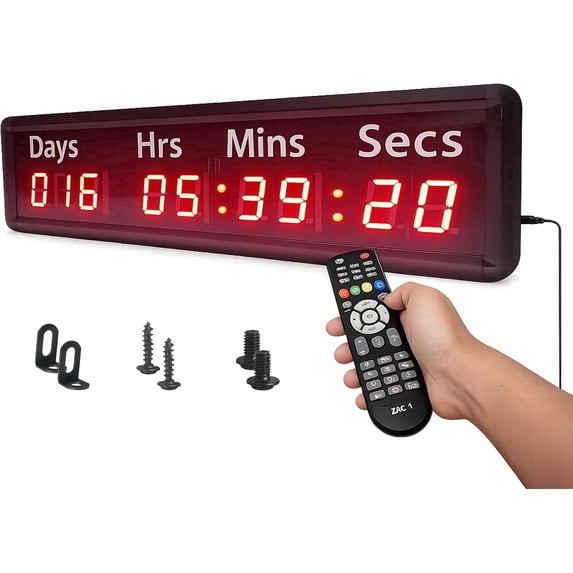 1000 Days Countdown-up Timer with Remote, Days Countdown Clock for Retirement Wedding Events Size 13.4 x 3.7 in. Wall Mount