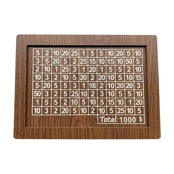 1000 Dollar Wooden Piggy Bank With Pen, Kids Gift Wooden Craft With Dollar Counting Design, For Home Counter Decor, Children's Present, Wood Art Enthusiasts