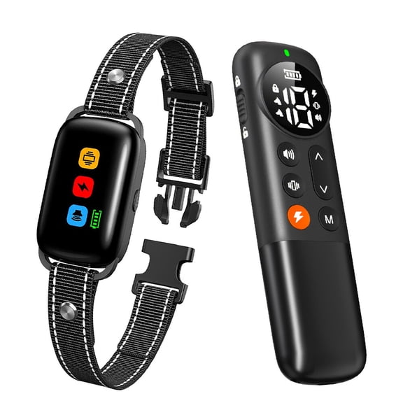 1000 FT Dogs Training Collar Waterproof LCD Remote E-Collar Adjustable Bark Shock Dog Pet Trainer Black