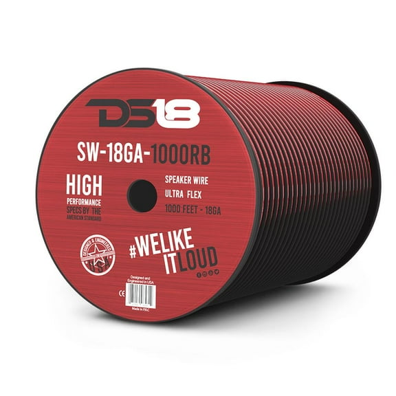 1000 Ft 18 Gauge AWG Speaker Wire Car Audio 1000' Black Red Zip Wire DS18 Spool