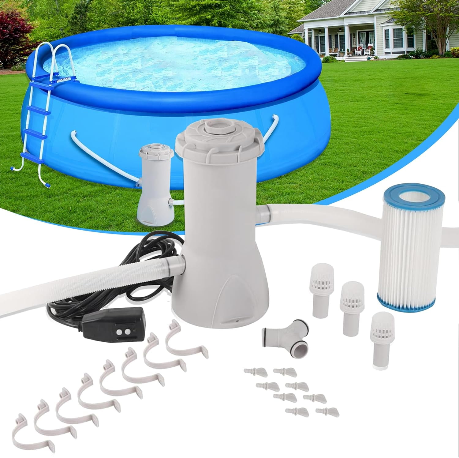 1000 GPH Pool Pumps, Above Ground Pool Filter Pump for Swimming Pools ...