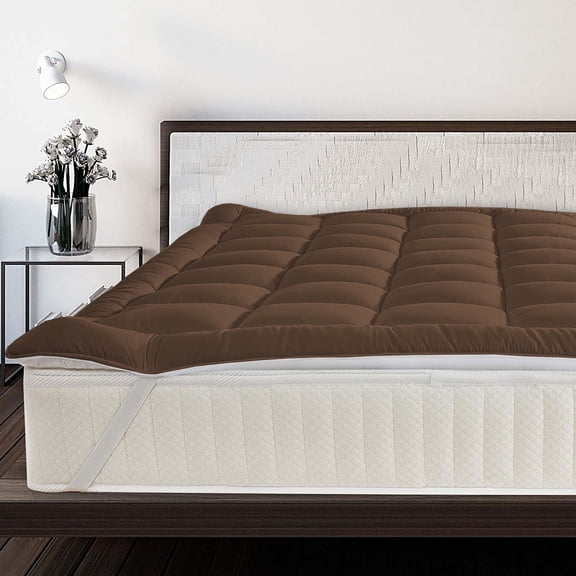 1000 GSM Mattress Topper Cal- King Size,Mattress Pad (8-22" Depth) Fits All Sizes,- Microfiber Pad Cover, Mattress Pads, Extra Thick Cooling Cal- King Size Bed Mattress Topper 72"x84" Inches Brown