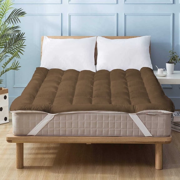 1000 GSM Mattress Topper Full XL Size,Mattress Pad (8-22" Depth) Fits All Sizes,- Microfiber Pad Cover, Mattress Pads, Extra Thick Cooling Full XL Size Bed Mattress Topper 54"x80" Inches Brown