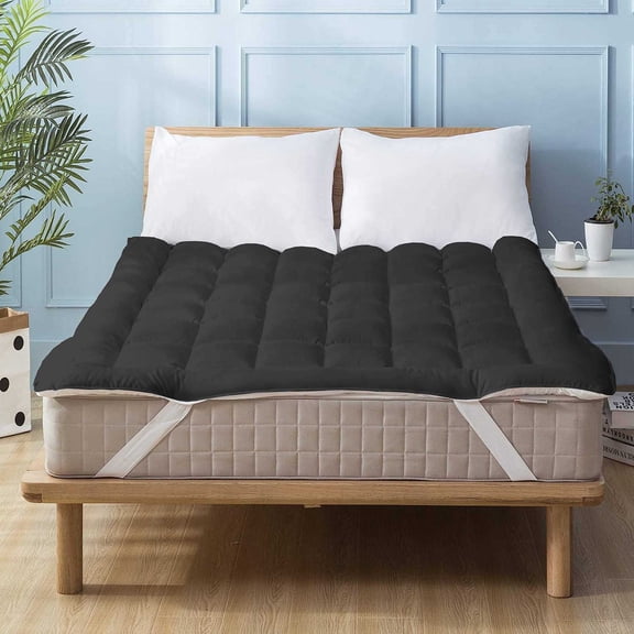 1000 GSM Mattress Topper Twin Size,Mattress Pad (8-22" Depth) Fits All Sizes,- Microfiber Pad Cover, Mattress Pads, Extra Thick Cooling Twin Size Bed Mattress Topper 39"x75" Inches Black
