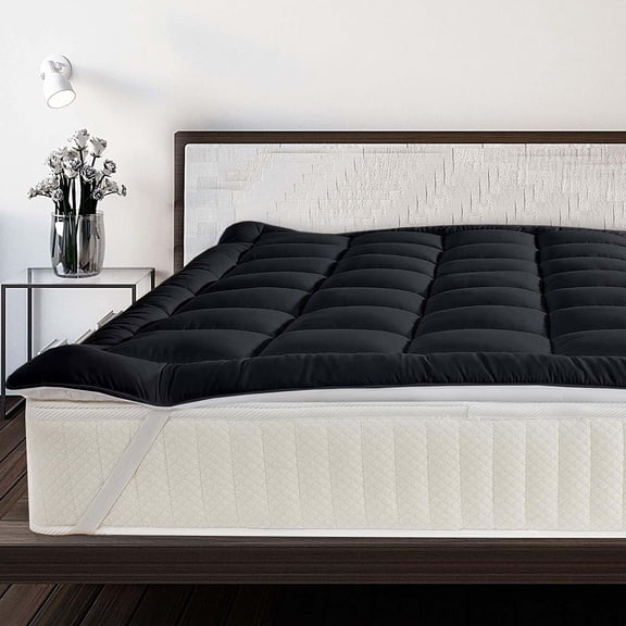 1000 GSM Mattress Topper Twin Size,Mattress Pad (8-22" Depth) Fits All Sizes,- Microfiber Pad Cover, Mattress Pads, Extra Thick Cooling Twin Size Bed Mattress Topper 39"x75" Inches Black
