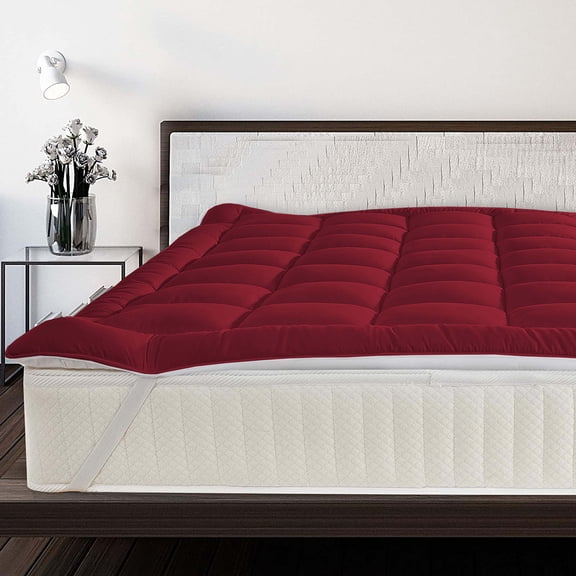 1000 GSM Mattress Topper Twin Size,Mattress Pad (8-22" Depth) Fits All Sizes,- Microfiber Pad Cover, Mattress Pads, Extra Thick Cooling Twin Size Bed Mattress Topper 39"x75" Inches Burgundy