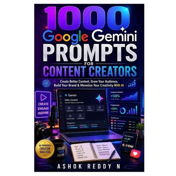 1000 Google Gemini Prompts for Content Creators: Create Better Content, Grow Your Audience, Build Your Brand & Monetize , (Paperback)