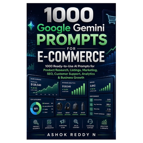 1000 Google Gemini Prompts for E-Commerce: 1000 Ready-to-Use AI Prompts for Product Research, Listings, Marketing, SEO, , (Paperback)
