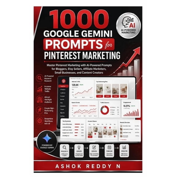 1000 Google Gemini Prompts for Pinterest Marketing: Master Pinterest Marketing with AI-Powered Prompts for Bloggers, Ets, (Paperback)