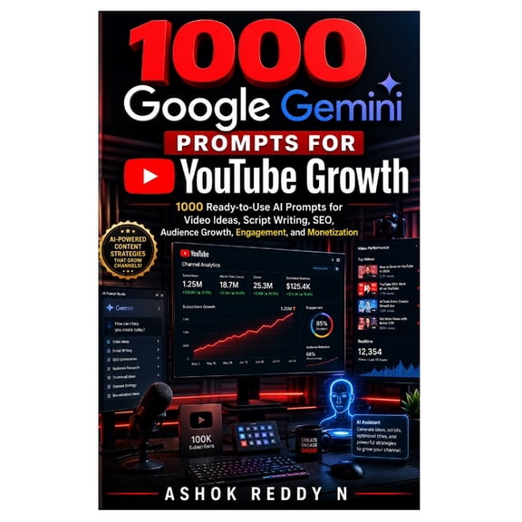 1000 Google Gemini Prompts for YouTube Growth: 1000 Ready-to-Use AI Prompts for Video Ideas, Script Writing, SEO, Audien, (Paperback)