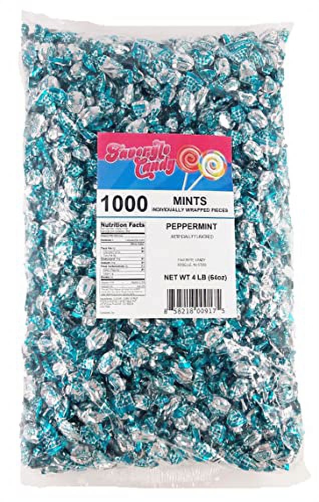 1000 Individually Wrapped Mints, Peppermint Candy Flavor, 4Lb