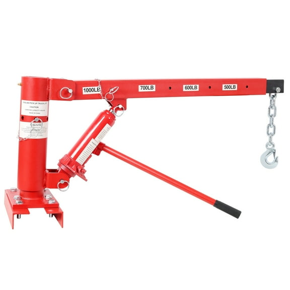 1000 LBS Heavy-Duty Pickup Truck Crane with Manual Winch, Adjustable 500/600/700/1000 LBS Capacity for Construction, Warehouse & Factory Use