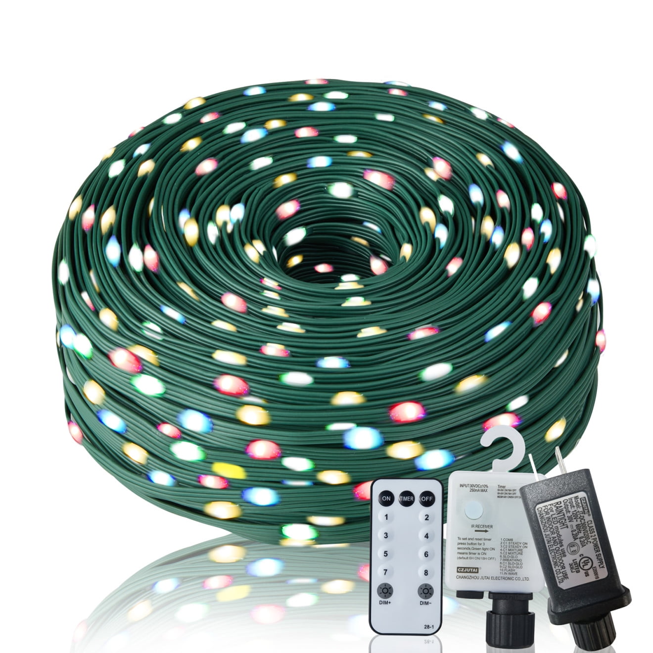 1000 LED Christmas String Lights with Remote Control, 328Ft Christmas Rope Lights with 8 Lighting Modes and Timer Function, Outdoor Xmas Lights for Holiday Wedding Party DIY Garden Decor, Multicolour