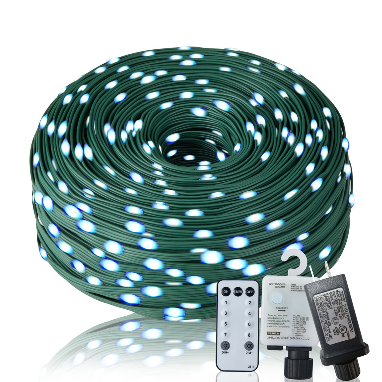 1000 LED Christmas String Lights with Remote Control, 328Ft Christmas Rope Lights with 8 Lighting Modes and Timer Function, Outdoor Xmas Lights for Holiday Wedding Party DIY Garden Decor, Blue