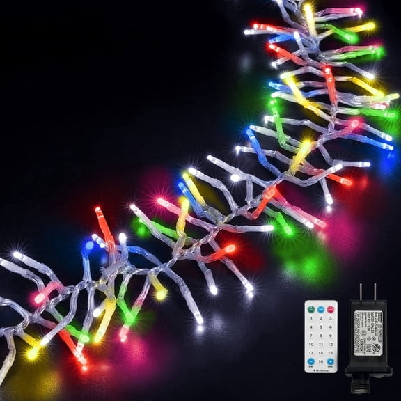 1000 LED Multicolor & White Firecracker Lights, Christmas Cluster Lights, Remote & Timer, 16 Modes, Waterproof Plug-in Lights