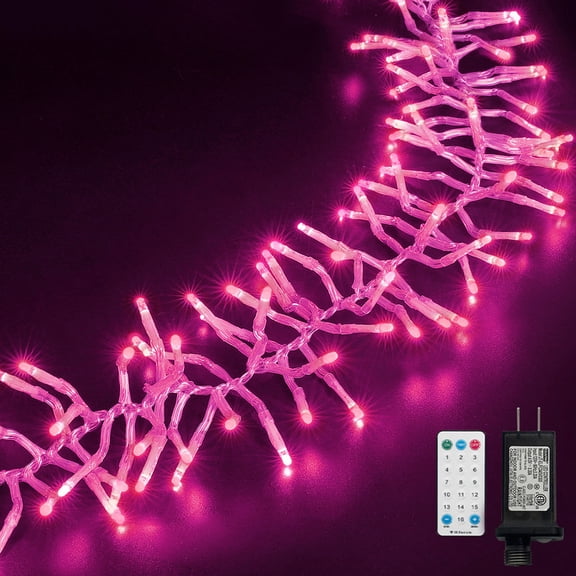 1000 LED Pink Firecracker String Lights, Valentine's Day Cluster Lights, 16 Lighting Modes with Timer and Remote, Waterproof Plug-in Twinkle Lights for Indoor & Outdoor Decor