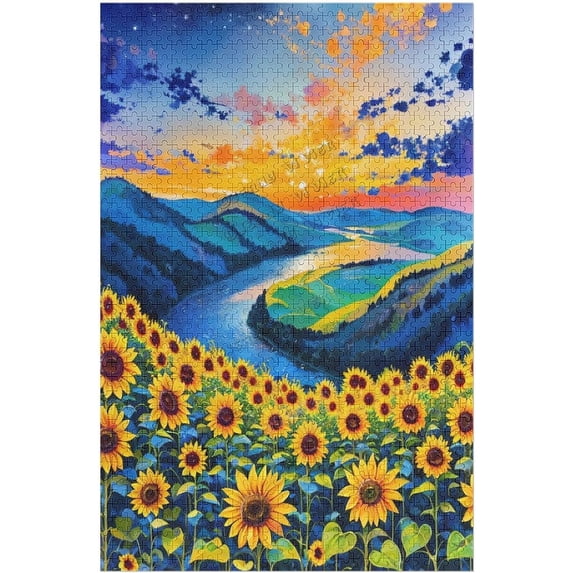 1000 Large Piece Jigsaw Puzzles for Adults - Landscape Mountains Park Stream Oil Painting - 1000 Piece Jigsaw Puzzle for Adults and Families - Home Decor, Puzzles & Games