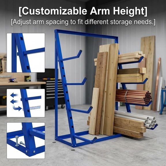 1000 Lbs Alloy Steel Lumber Storage Rack, Pipe Rack with Hardware, Adjustable Garage Storage Rack for Garages or Warehouses