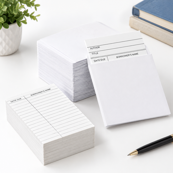 1000 Library Card Pockets and Checkout Cards Set, 500 Pockets and 500 Checkout Cards