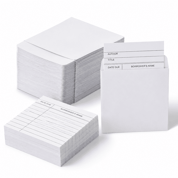 1000 Library Card Pockets and Checkout Cards Set for Book Organization