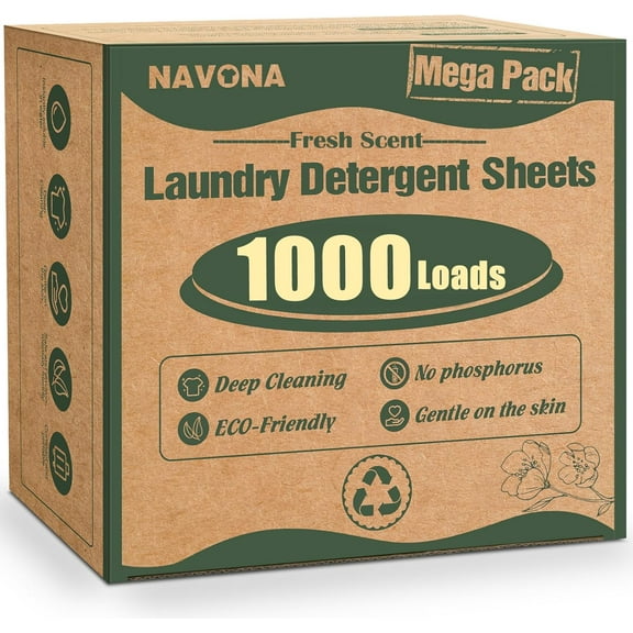 1000 Loads Mega Pack Laundry Detergent Sheets, Eco-friendly Laundry Sheets, Powerful Cleaning, Suitable for Homes, Dorms, and Apartments - [Fresh Scent]
